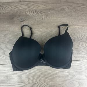 Victoria's Secret T-shirt Push-up Full Coverage Bra Ladies 34DD/E75 Black Sexy